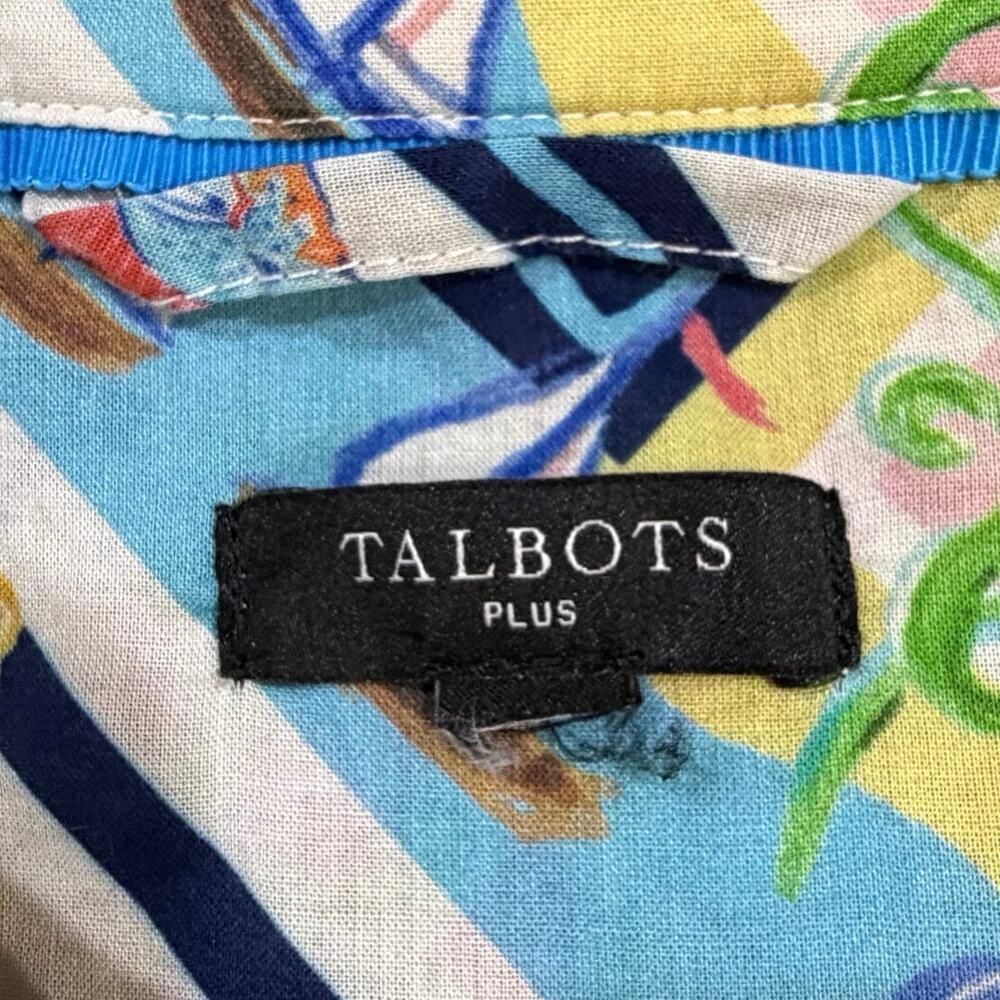 Talbots Plus 3X Modern Classic Cotton Shirt Summer Vista Vacation Resortwear EUC - Picture 4 of 16